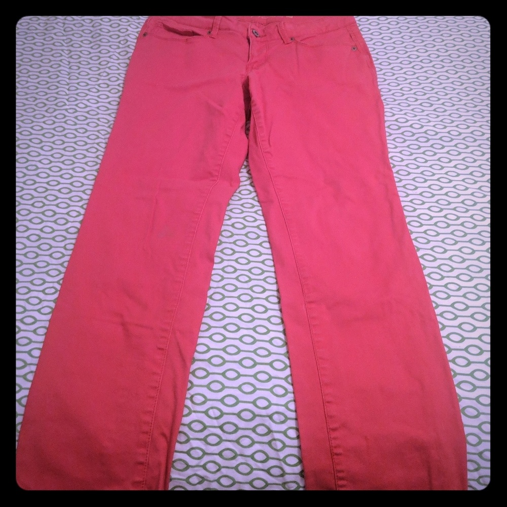 Women's straight leg red denim pants